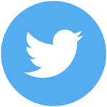 Twitter logo, white bird on blue circle